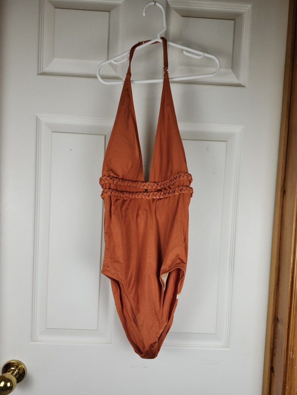 Summersalt Women The Braided Halter Plunge One Piece Swim Canyon Bron Orange 4 - Picture 4 of 15